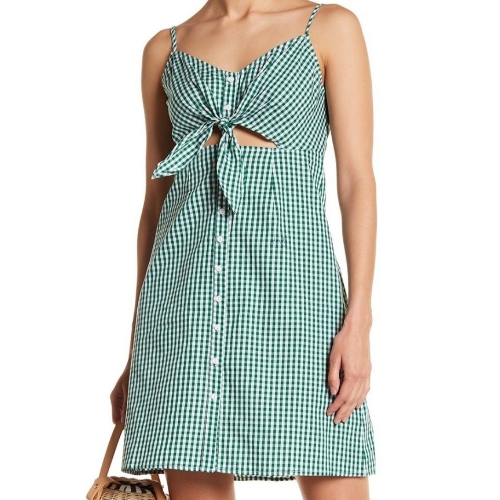 Soprano
Tie Front Cutout Gingham Print Dress